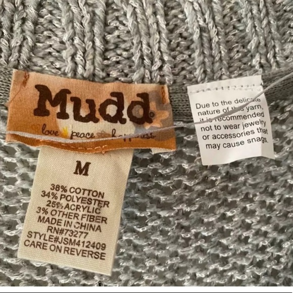 Mudd Womens Junior Silver Gray Sparkly Sequin Long Sleeve Pullover  Sweater M - Picture 6 of 13